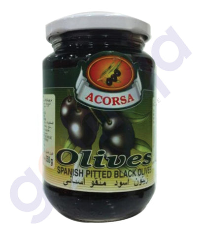 BUY BEST PRICED ACORSA OLIVES BLACK PITTED JAR 170GM IN QATAR