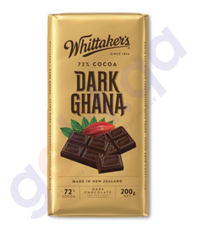 BUY WHITTAKERS - CHOCOLATE 72% DARK GHANA BLOCK 200GM IN DOHA QATAR