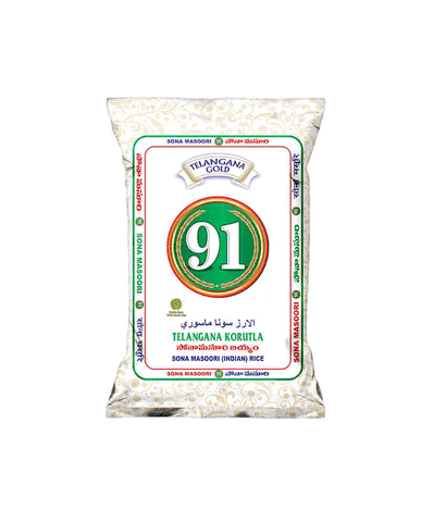 Buy 91 Telangana Gold Sona Masoori Rice 5kg in Doha Qatar