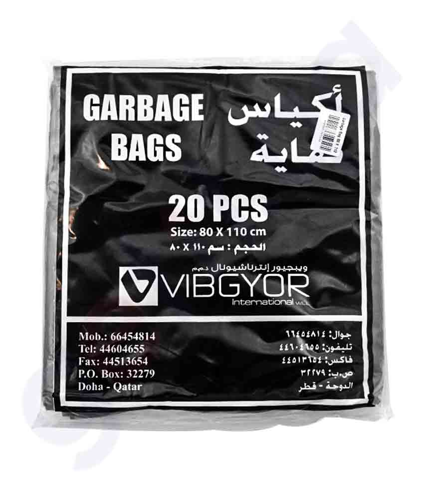 Buy Vibgyor Garbage Bag 80x110- 50 Gallon- 20pcs Doha Qatar