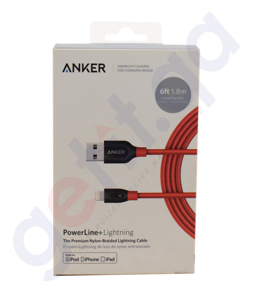 ANKER POWER LINE + LIGHTNING CABLE 6FTRED