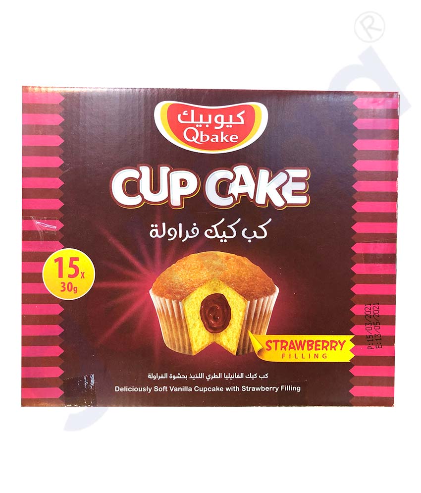 Buy Qbake Cup Cake Strawberry 15pcs 450g Online Doha Qatar