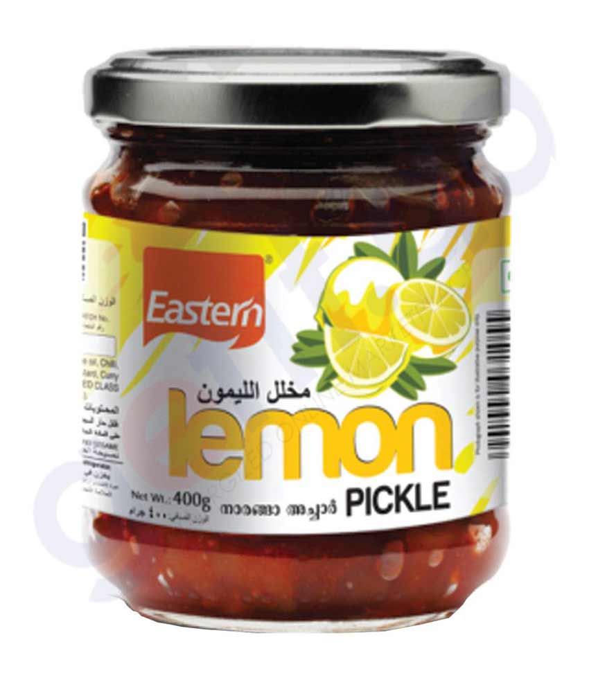 BUY EASTERN LEMON PICKLE GLASS BOTTLE 400GM  IN QATAR | HOME DELIVERY WITH COD ON ALL ORDERS ALL OVER QATAR FROM GETIT.QA