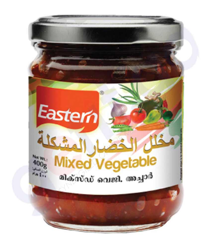 BUY EASTERN MIXED VEG.PICKLE GLASS BOTTLE 400GM  IN QATAR | HOME DELIVERY WITH COD ON ALL ORDERS ALL OVER QATAR FROM GETIT.QA