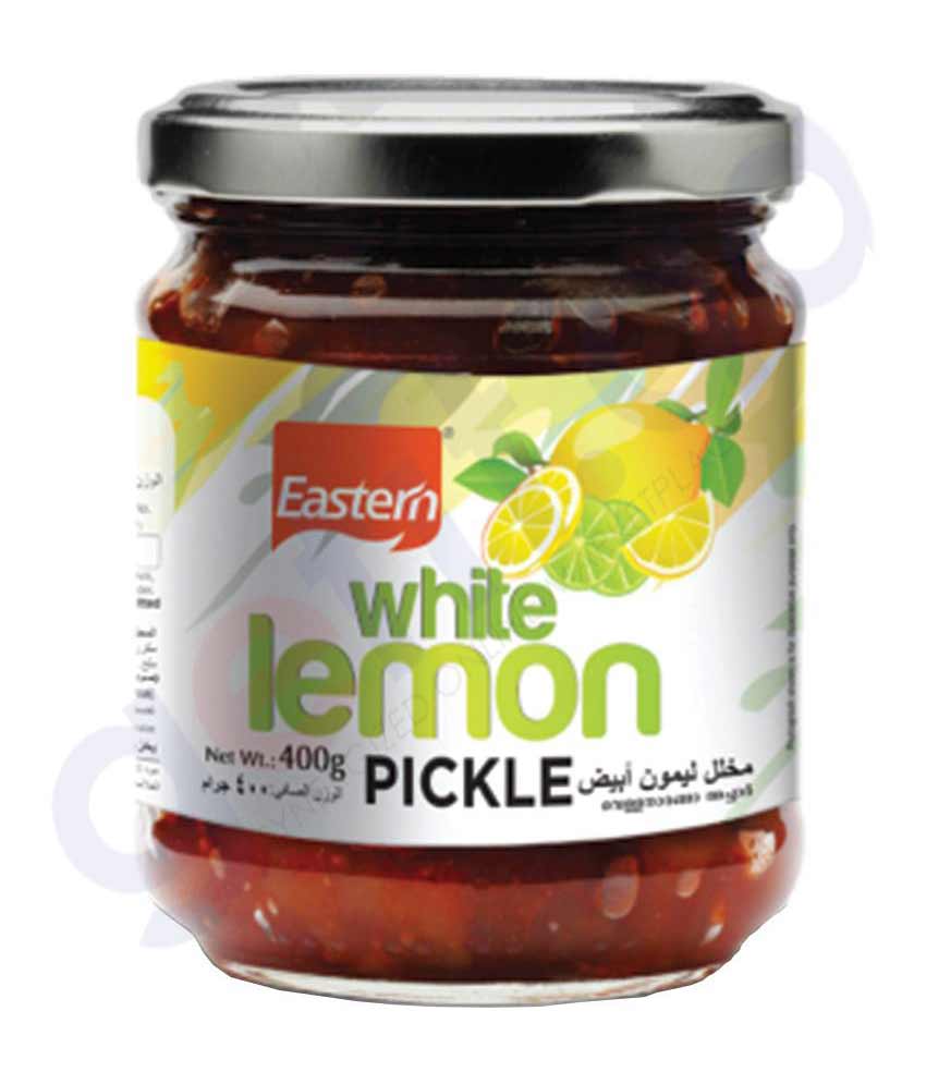 BUY  EASTERN WHITE LEMON PICKLE GLASS BOTTLE 400GM IN QATAR | HOME DELIVERY WITH COD ON ALL ORDERS ALL OVER QATAR FROM GETIT.QA