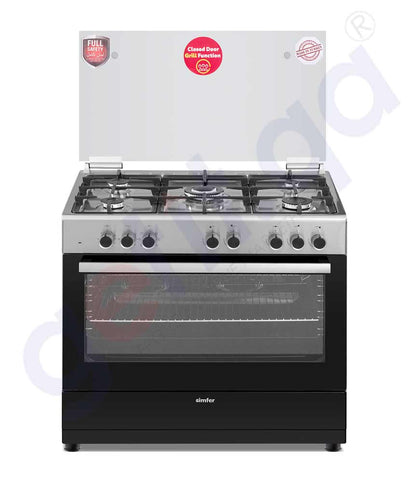 BUY SIMFER 90X60 FULL SAFETY, 5 GAS BURNER & ELECTRIC OVEN, ELECTRIC OVEN, WITH FAN OVEN CAST IRON 9060SE IN QATAR | HOME DELIVERY WITH COD ON ALL ORDERS ALL OVER QATAR FROM GETIT.QA