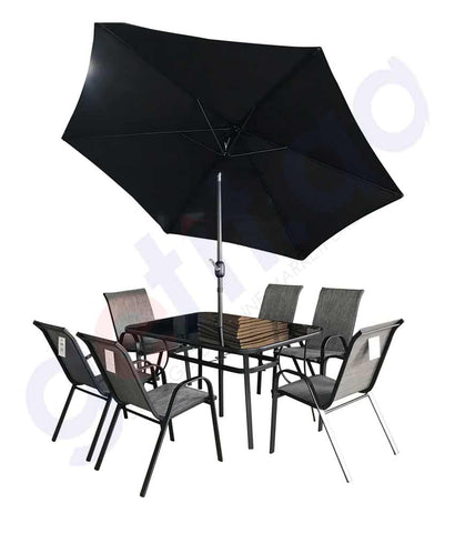 BUY PROCAMP PATIO SET 6 PERSON BLACK IN QATAR | HOME DELIVERY WITH COD ON ALL ORDERS ALL OVER QATAR FROM GETIT.QA