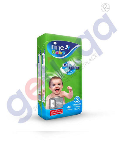 GETIT.QA | Buy Fine Baby Diaper Jumbo Pack Medium 48 Diapers Doha Qatar