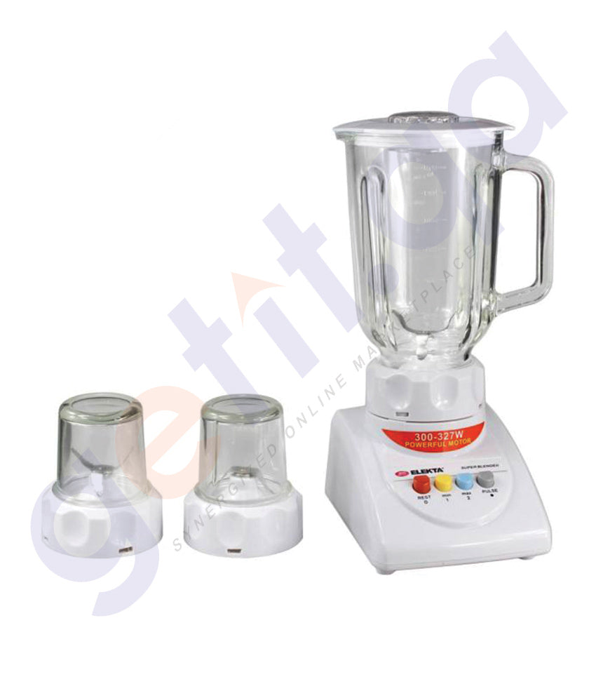 BUY ELEKTA 1.5L GLASS JAR BLENDER WITH 2 GRINDER - EFBG-1552(GL) ONLINE IN QATAR