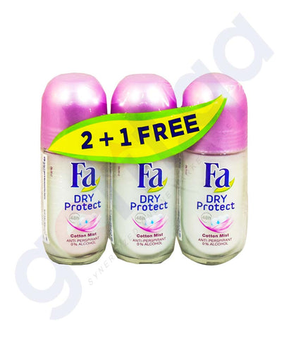 Buy Fa Dry Protect Roll on 3*50ml 2+1 Online in Qatar