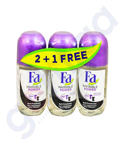 Buy Fa Invisible Power Roll on 3*50ml 2+1 Free Online Qatar