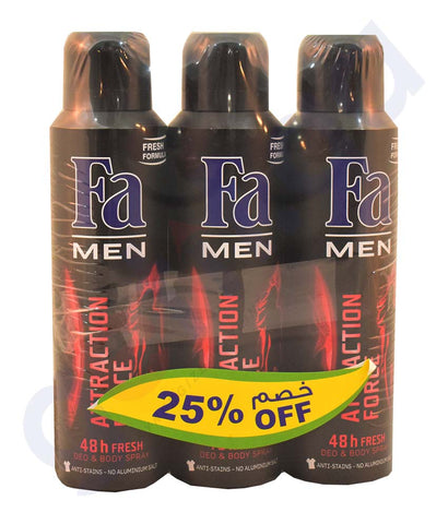 Buy Fa Attraction Force Deodorant 3*150ml Offr Online Qatar