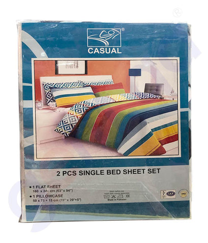 Buy GMO Casual Flat Bed Sheet with Single Pillow Doha Qatar
