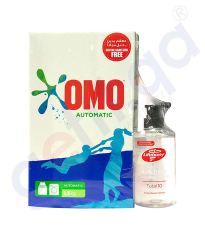 Buy Omo Powder 1.5g+ Lifebuoy Sanitizer 500ml Doha Qatar