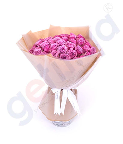 Buy Roses en Violet Hand Bouquet Price Online in Doha Qatar