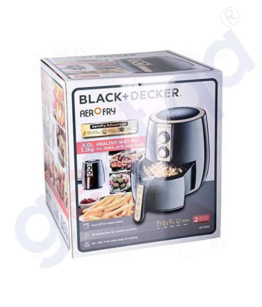 Black + Decker AerOfry Air Fryer, 1500 Watt, 4 Liters, Black