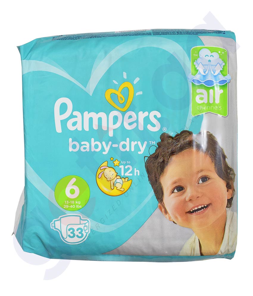 BUY PAMPERS BABY DRY AIR CHANNELS 13-18 KG 33 PIECES IN QATAR | HOME DELIVERY WITH COD ON ALL ORDERS ALL OVER QATAR FROM GETIT.QA