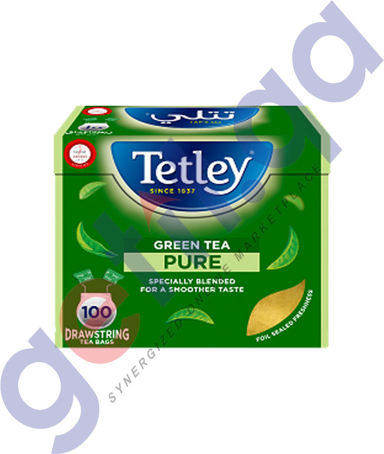 Buy Tetley Green Tea Pure 100 Bags 150gm Online in Qatar