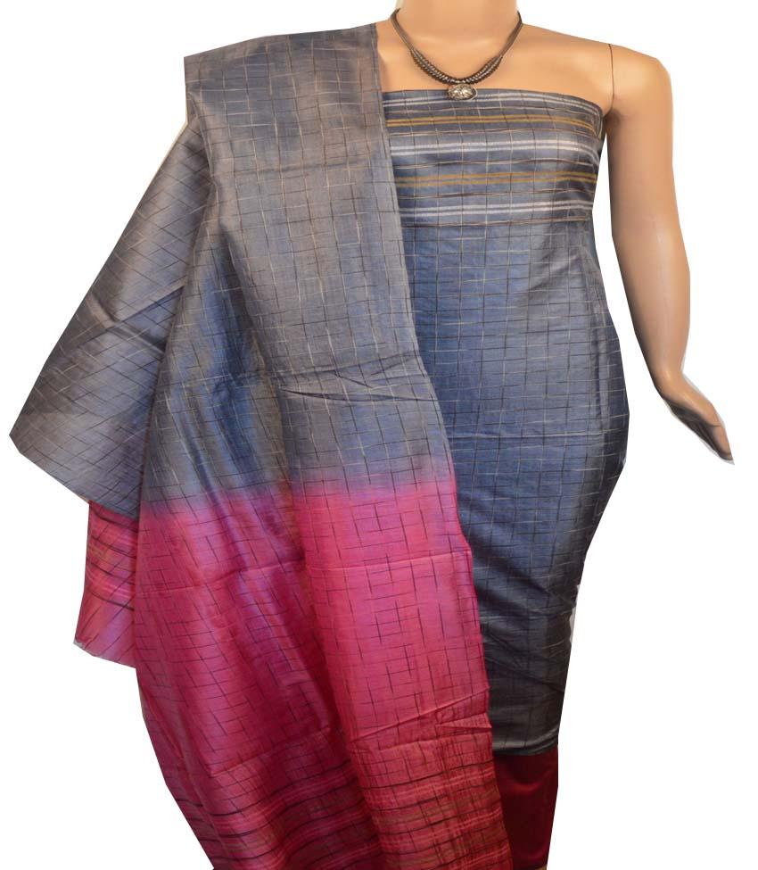 Buy Churidar Material Ash Colour 190100147 Online Doha Qatarton Silk (Un-stitched) -190100147