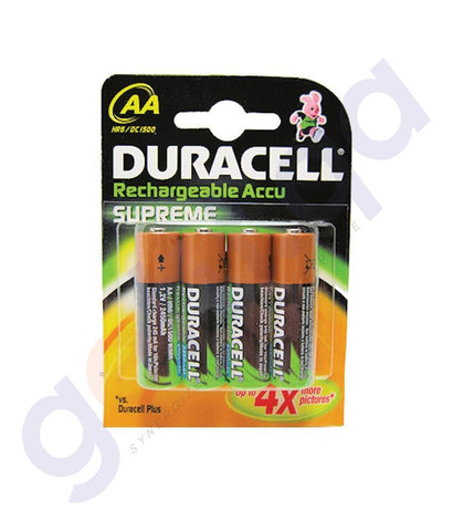 BATTERIES - DURACELL RECHARGEABLE AA BATTERY - 4 PIECE