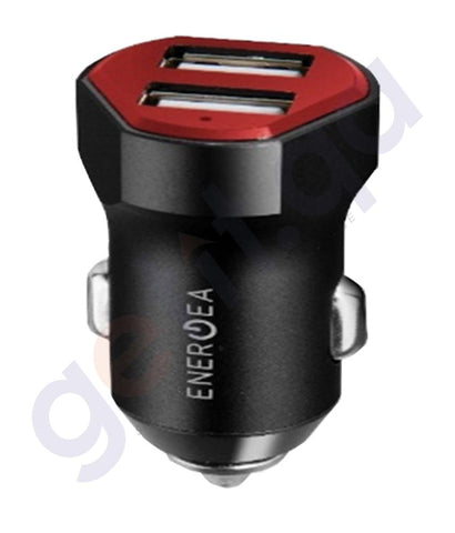 CAR CHARGER - ENERGEA RACE DRIVE CAR CHARGER DUO USB PREMIUM 2 TONES ALUMINIUM 4.8A - BLACK