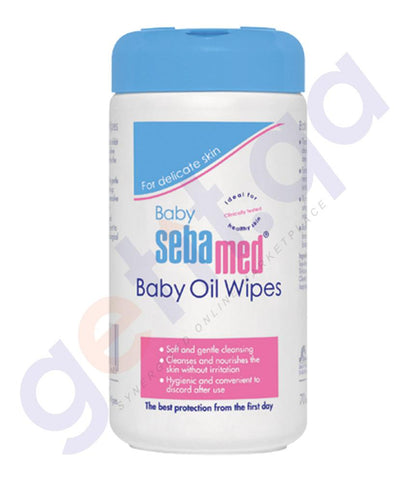 BUY SEBAMED BABY OIL WIPES 70-WIPES IN QATAR | HOME DELIVERY WITH COD ON ALL ORDERS ALL OVER QATAR FROM GETIT.QA