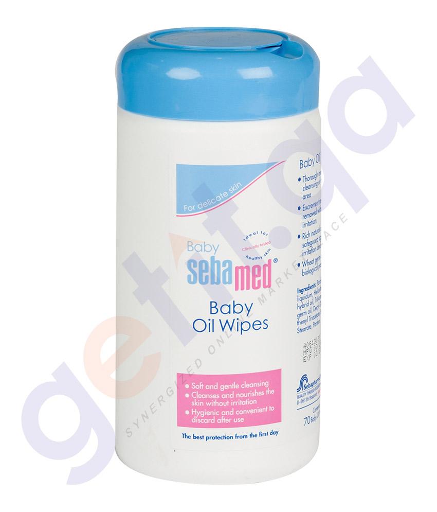 BUY SEBAMED BABY OIL WIPES 70-WIPES IN QATAR | HOME DELIVERY WITH COD ON ALL ORDERS ALL OVER QATAR FROM GETIT.QA