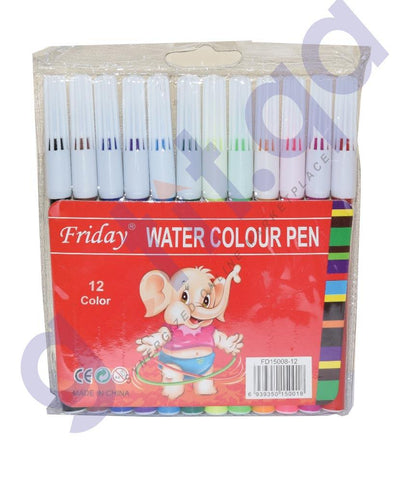 Drawing And Modelling Items - WATER COLOR PEN 12 COLOR - WCPFR-0012 BY FRIDAY