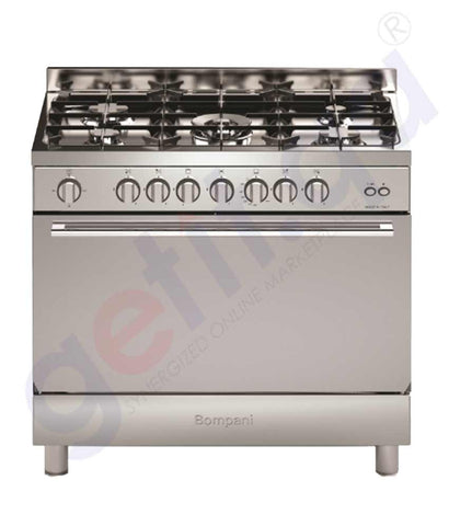 BUY BOMPANI COOKER 90X60CM FULLGAS. GAS OVEN WITH FAN,CAST IRON,  WITH SAFETY STAINLESS STEEL BODY MADE IN ITALY BO693NE/L IN QATAR | HOME DELIVERY WITH COD ON ALL ORDERS ALL OVER QATAR FROM GETIT.QA