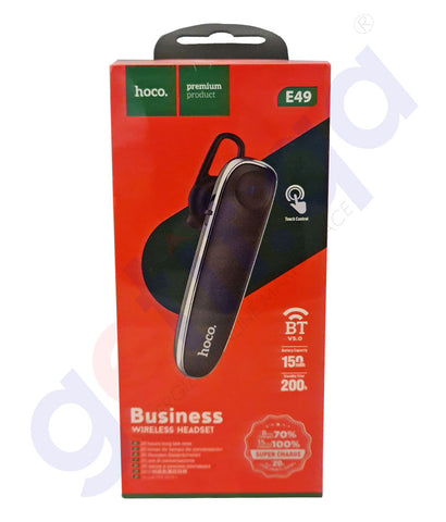 BUY HOCO E49 YOUNG BUSINESS WIRELESS BLUETOOTH EARPHONE WITH MICROPHONE - BLACK  IN QATAR | HOME DELIVERY WITH COD ON ALL ORDERS ALL OVER QATAR FROM GETIT.QA