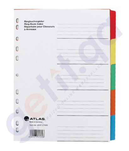 Files, Dividers & Folders - ATLAS MANILA DIVIDER A4 5 PART BOX=50  AS-F27405