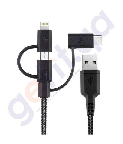 Lightining Cable - ENERGEA NYLO TOUGH 3IN1 CABLE MICRO LIGHTNING MFI USB-C CHARGE AND SYNC - 1.5M