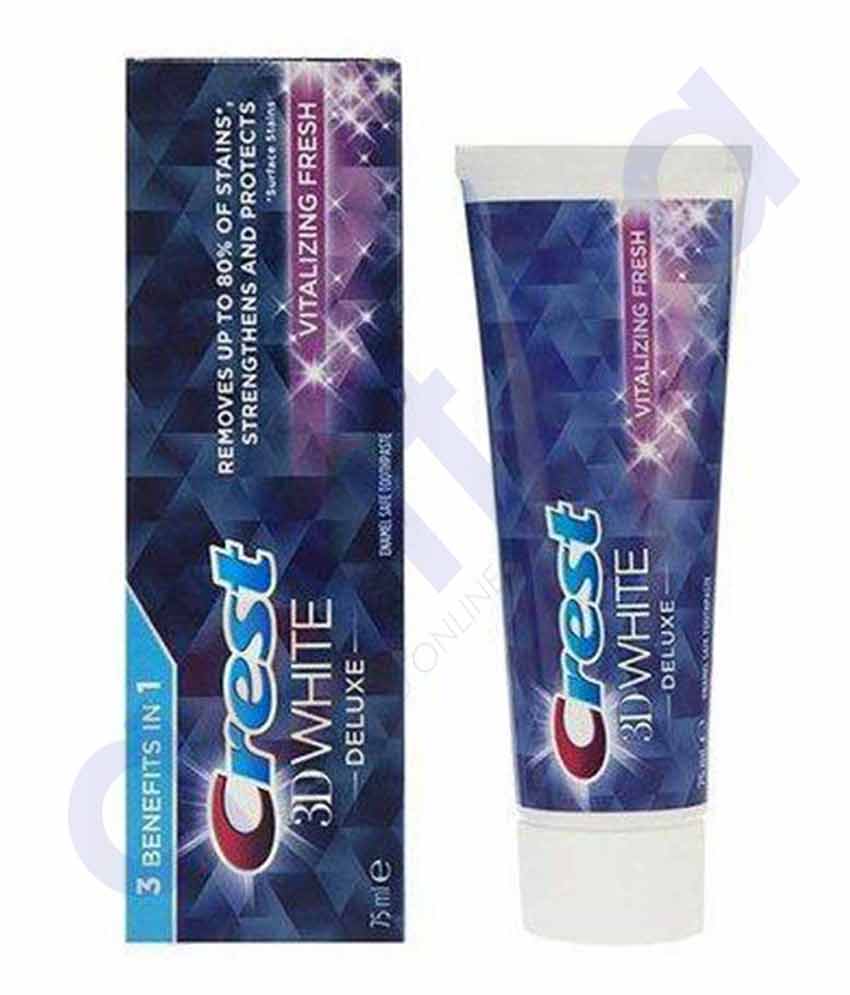 CREST TOOTH PASTE 3D WHITE DELUXE VITALIZING FRESH 75ML PZ882-0