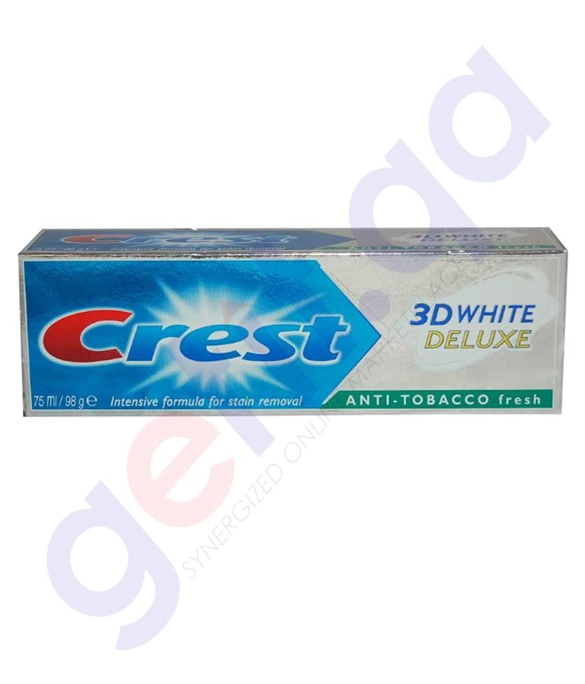 CREST TOOTH PASTE 3D WHITE DELUXE ANTI- TOBACCO FRESH 75ML PZ896-0