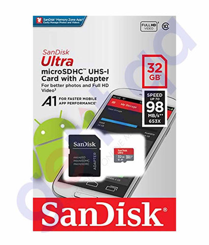 SAN DISK ULTRA MICRO SD 98 MB/S CLASS 10 -32GB SDSQUAR- 032G-GN6MN