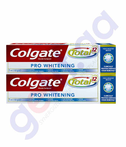 Buy Colgate Toothpaste Total Pro-White 2x75ml in Doha Qatar