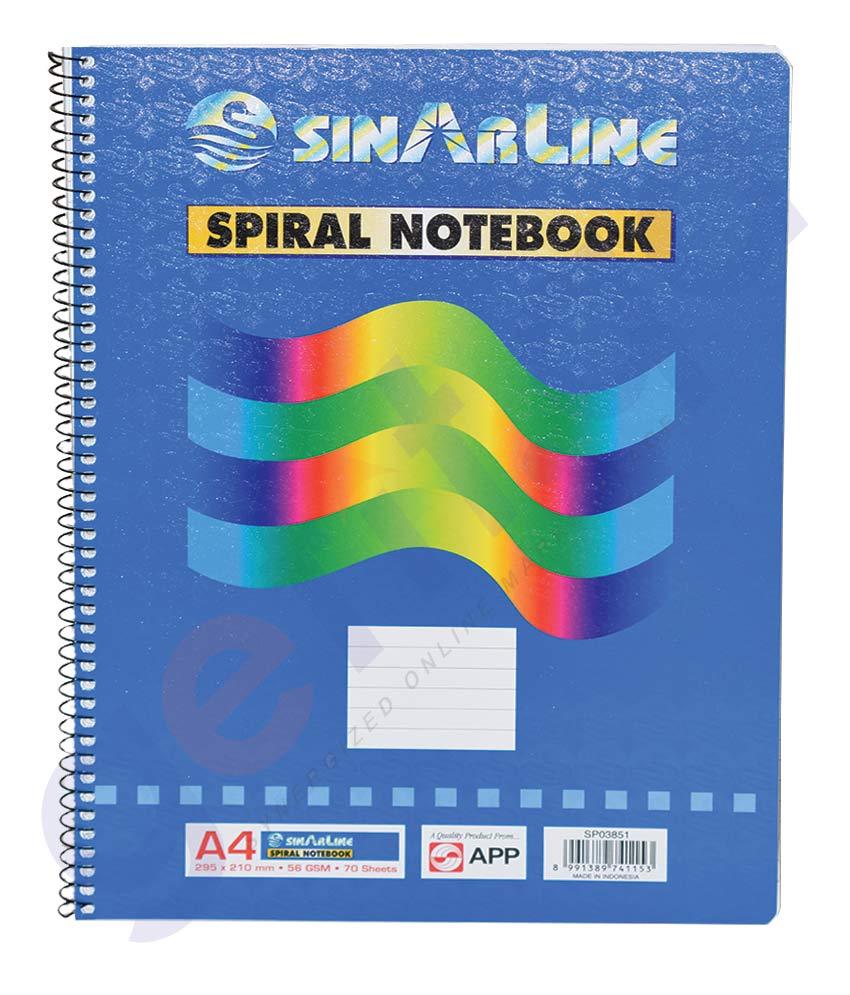 Papers, Pads & Hand Book - SINAR A4  SIDE SPIRAL WRITING PAD  - SP03851