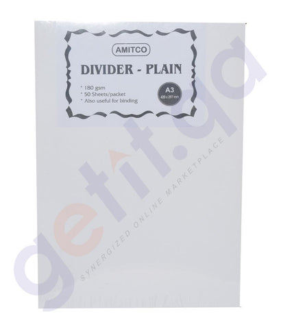 PLAIN DIVIDER - PLAIN DIVIDER A3 180 GSM 50 SHEET BY AMITCO