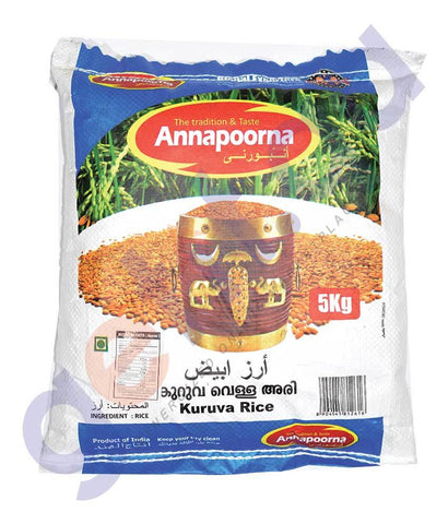 RICE - KURUVA WHITE RICE 5KG BY ANNAPOORNA
