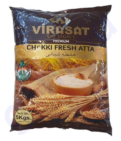 Buy Virasat Premium Chakki Fresh Atta 5kg in Doha Qatar