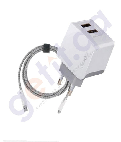 WALL CHARGER - ENERGEA NYLOTOGH KIT MICRO USB+2USB WALL CHARGER 3.4A(UK)