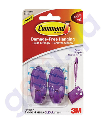 Wall Decals - 3M COMMAND PURELY PURPLE HOOKS/STRIPS REGULAR - 17091